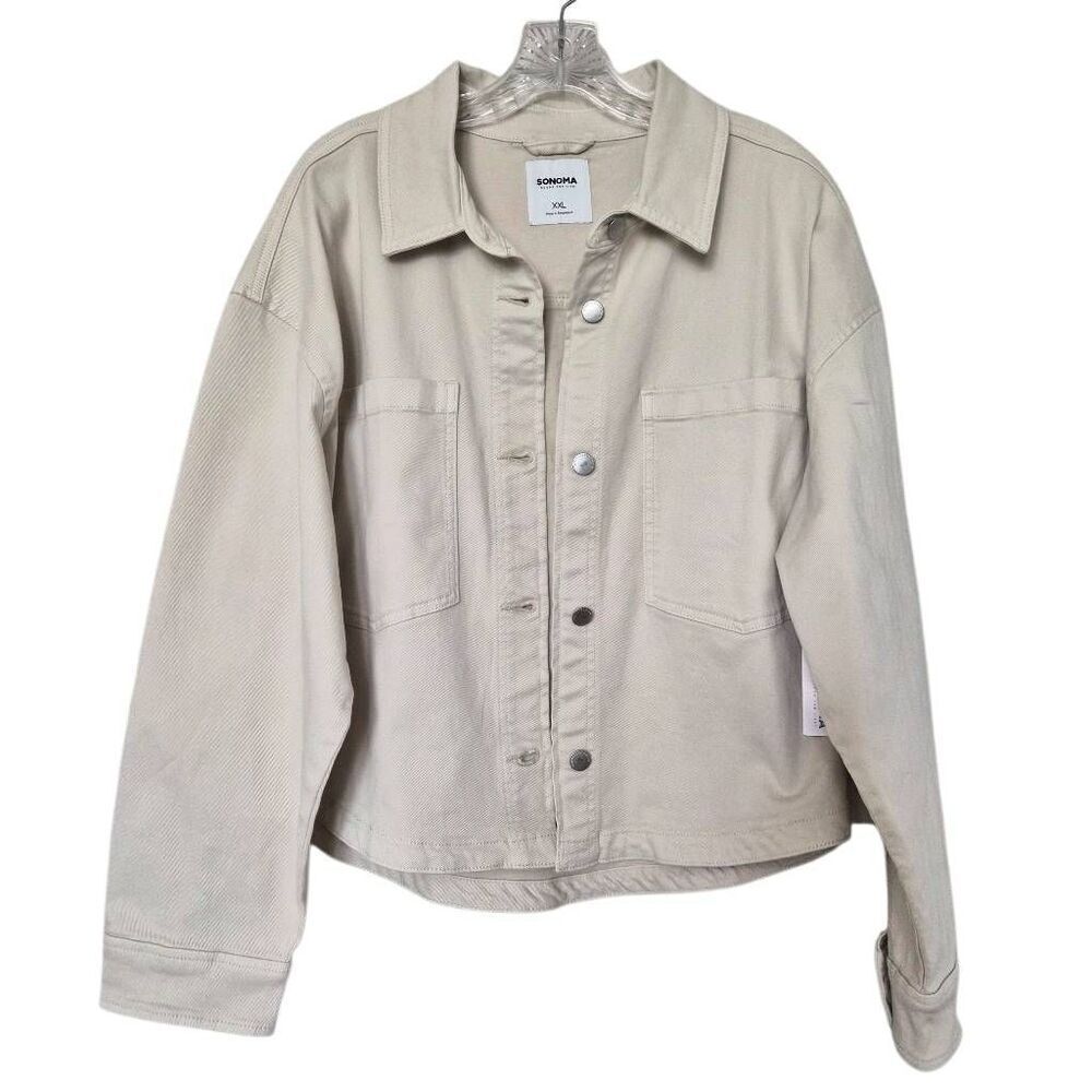 Sonoma Cream/Beige Denim Utility Shirt Jacket Size XXL